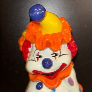Vintage Clown Bank w/ Stopper Plastic Made in Taiwan 8"